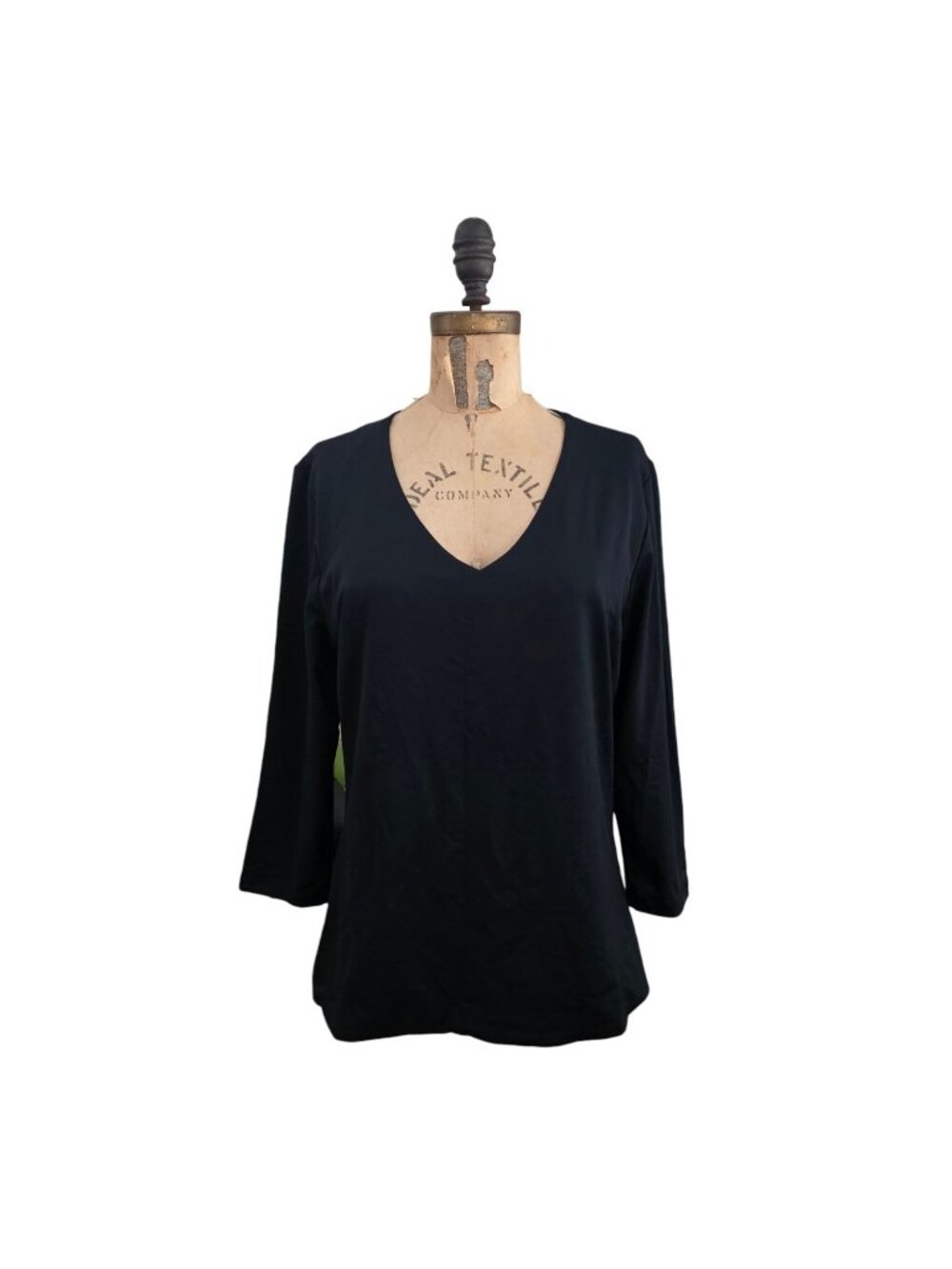 Judy P Karen 3/4 Sleeve V-Neck Top Black XL